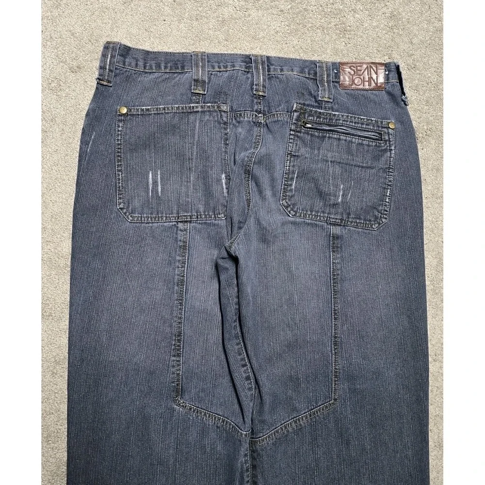 VTG‎ Sean John Baggy Jeans Mens 42x34 8 Pocket Blue Skater Grunge Wide Leg Y2K